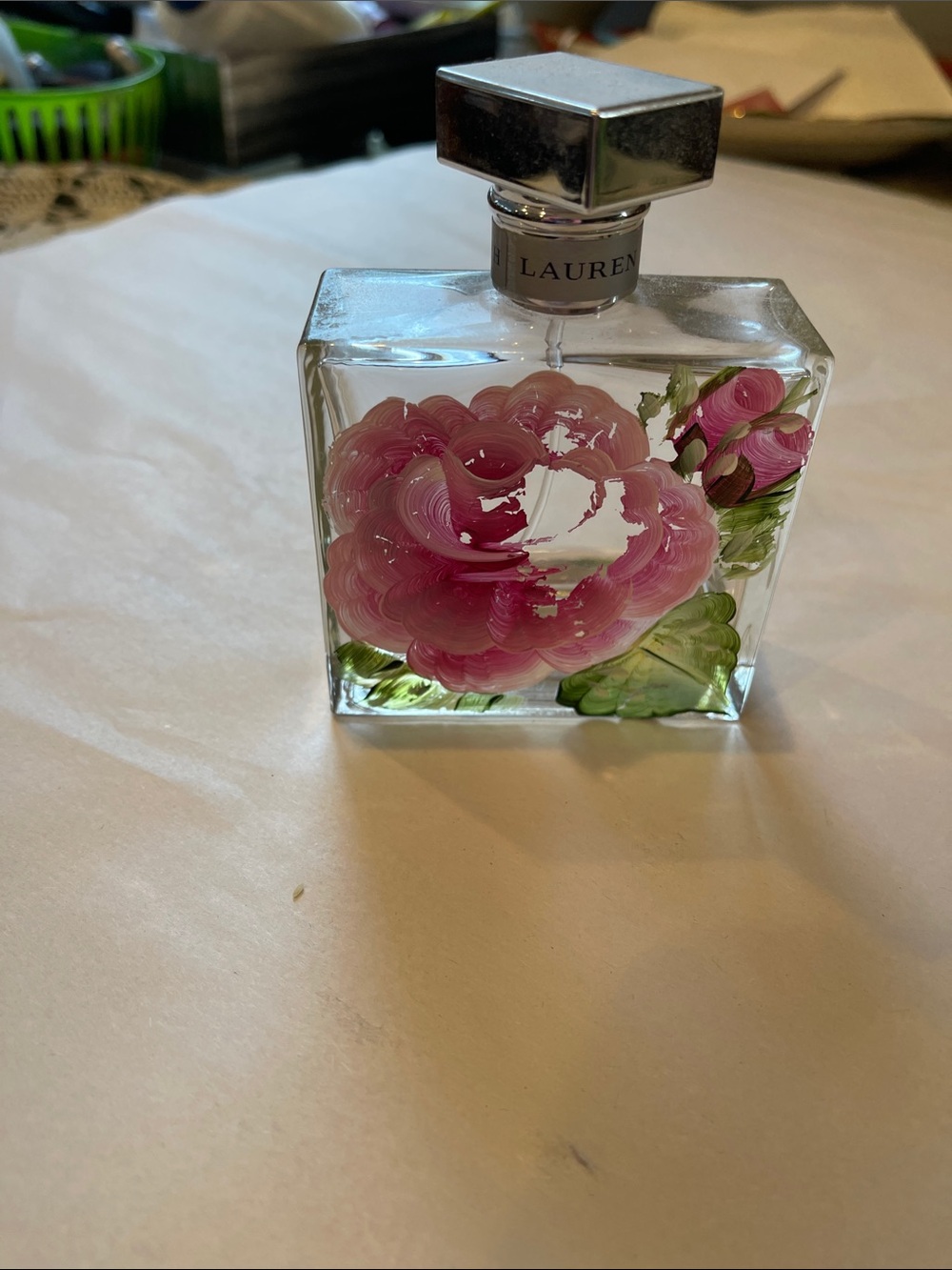 Lauren Romance  Pink Floral Glass Accent perfume Bottle